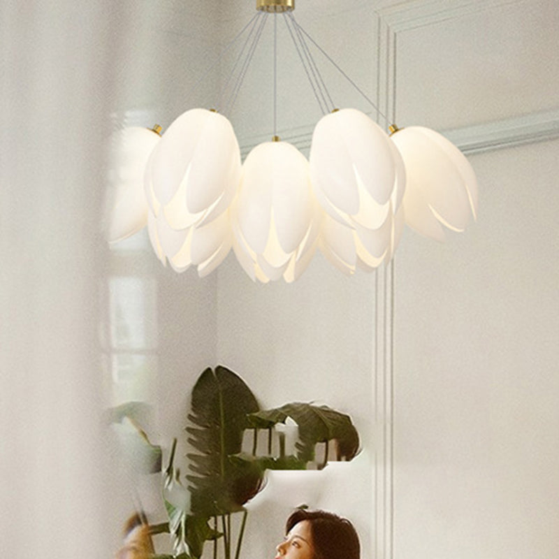 Contemporary Tulip Light Chandelier - Iron PE 7/13 for Living Room Elegance