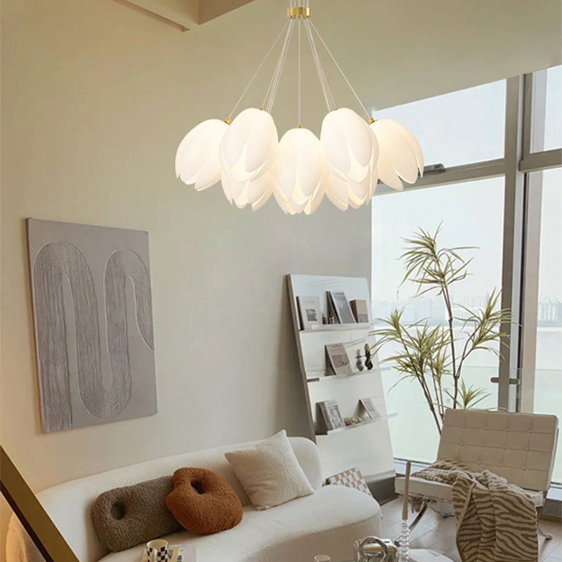 Contemporary Tulip Light Chandelier - Iron PE 7/13 for Living Room Elegance