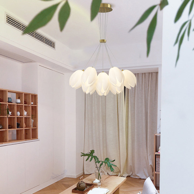 Contemporary Tulip Light Chandelier - Iron PE 7/13 for Living Room Elegance