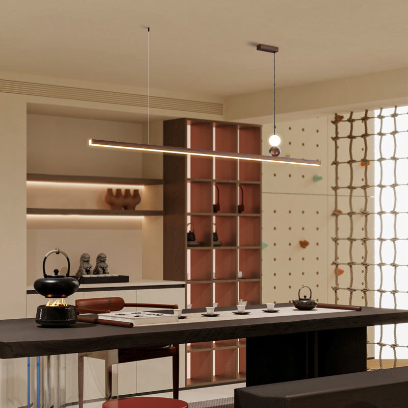 Modern Minimalist LED Island Light Chandelier - Rectangular Aluminum Acrylic Design for Dining Room