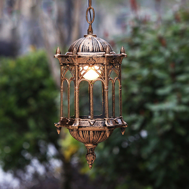 Vintage Waterproof Hexagonal Aluminum Acrylic Pendant Light for Outdoor Patio