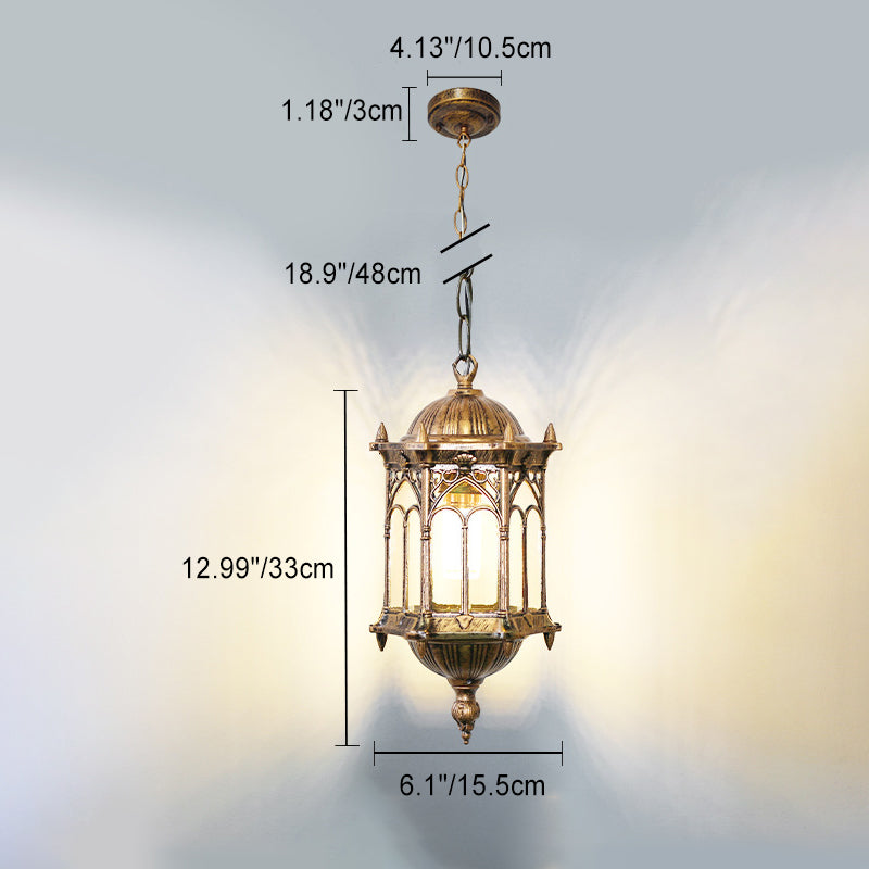 Vintage Waterproof Hexagonal Pendant Light for Outdoor Patio