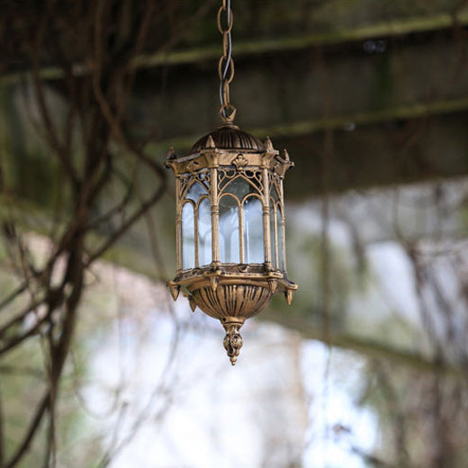 Vintage Waterproof Hexagonal Aluminum Acrylic Pendant Light for Outdoor Patio