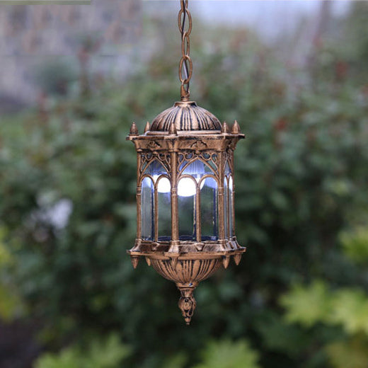 Vintage Waterproof Hexagonal Aluminum Acrylic Pendant Light for Outdoor Patio