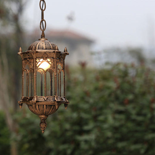 Vintage Waterproof Hexagonal Aluminum Acrylic Pendant Light for Outdoor Patio