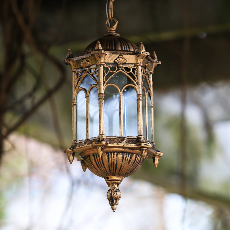 Vintage Waterproof Hexagonal Aluminum Acrylic Pendant Light for Outdoor Patio