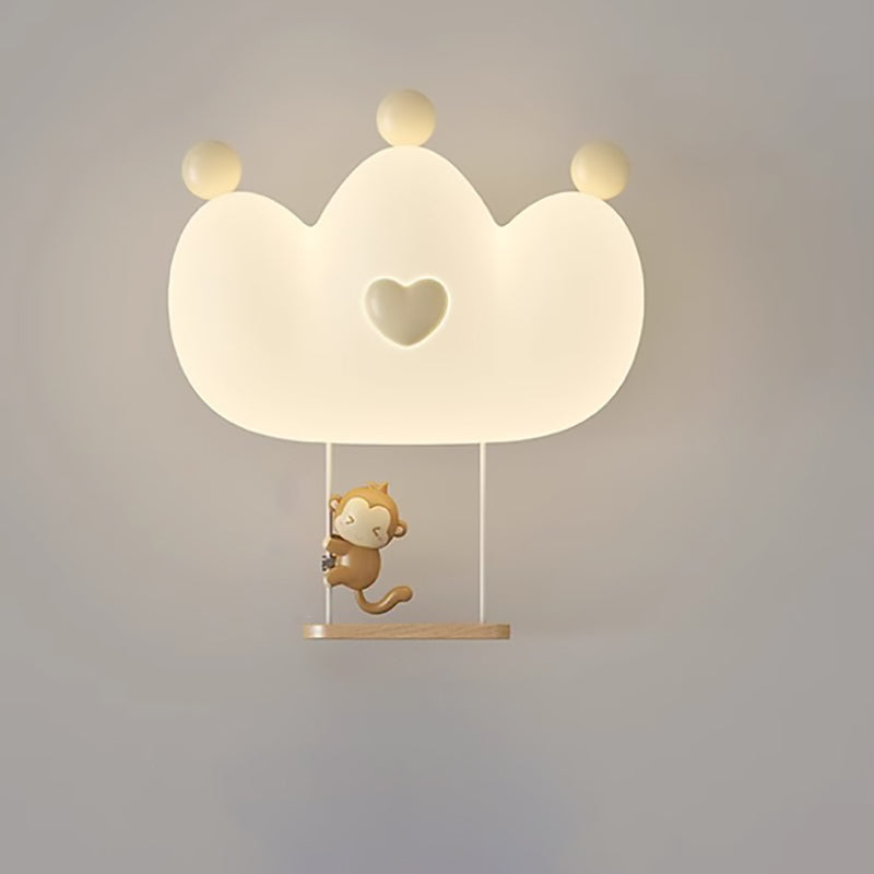 Kids Crown Animal Iron PE LED Wall Sconce Lamp for Bedroom Decor, Nursery Lighting, Children's Room Illumination, Cute Animal Wall Light, Modern Kids Decor, Adjustable LED Night Light, Playroom Wall Fixture, Kids Bedroom Accessories, Unique Animal Design