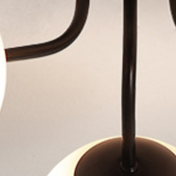 Modern Minimalist Curved Pole Globe Iron Glass Semi-Flush Mount Ceiling Light 3/5 Light for Living Room