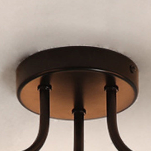 Modern Minimalist Curved Pole Globe Iron Glass Semi-Flush Mount Ceiling Light 3/5 Light for Living Room
