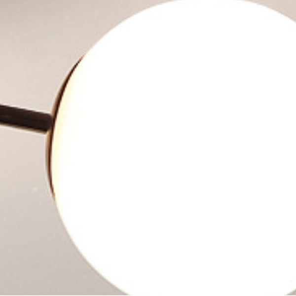 Modern Minimalist Curved Pole Globe Iron Glass Semi-Flush Mount Ceiling Light 3/5 Light for Living Room