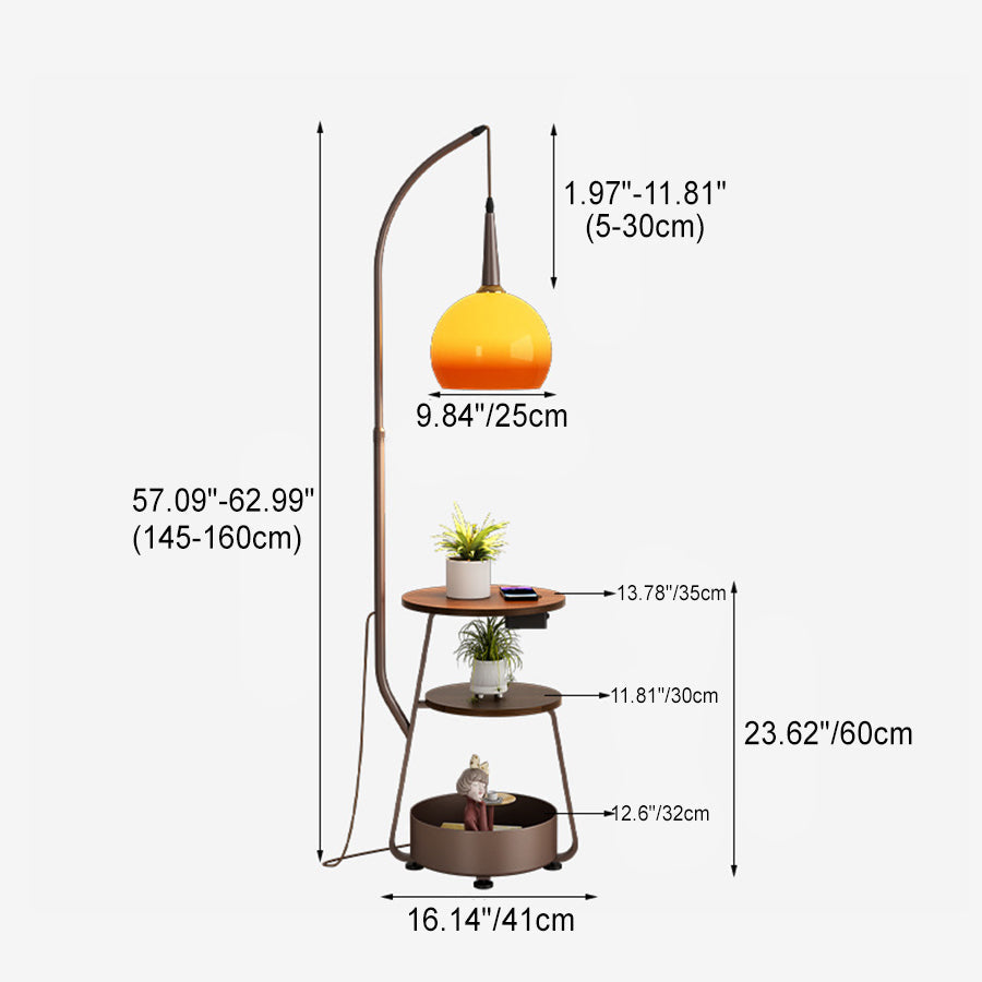 Contemporary Fishing Rod Floor Lamp - Retro Wooden Coffee Table Design, Iron Frame & Glass Shade for Living Room Lighting