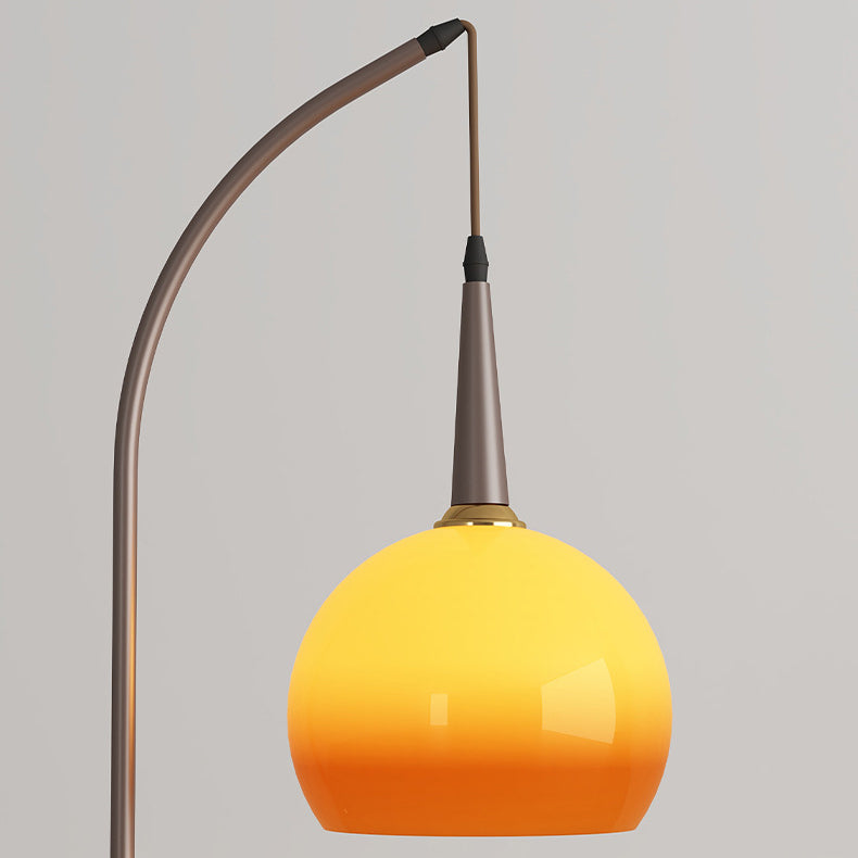 Contemporary Fishing Rod Floor Lamp - Retro Wooden Coffee Table Design, Iron Frame & Glass Shade for Living Room Lighting