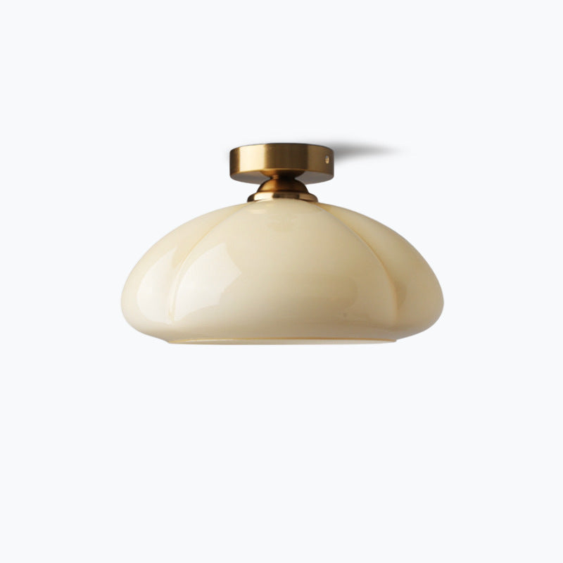 Contemporary Nordic Pumpkin Shape Iron Glass Semi-Flush Mount Light for Living Room