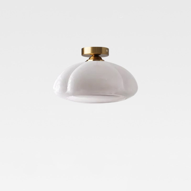 Contemporary Nordic Pumpkin Shape Iron Glass Semi-Flush Mount Light for Living Room