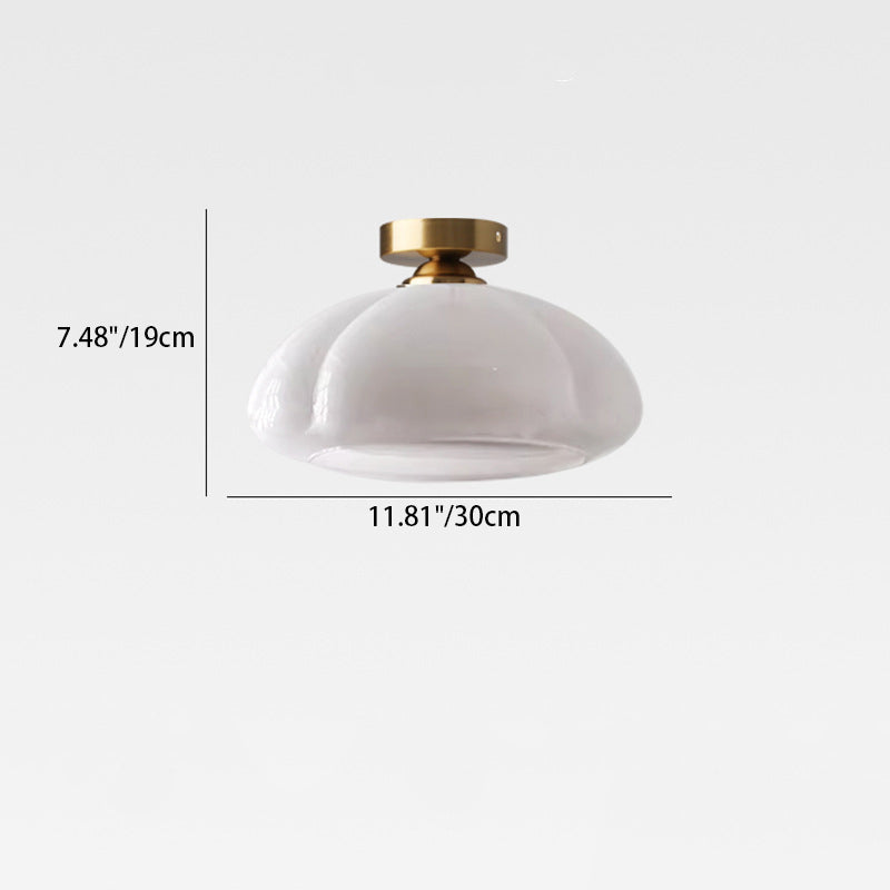 Contemporary Nordic Pumpkin Shape Iron Glass Semi-Flush Mount Light for Living Room