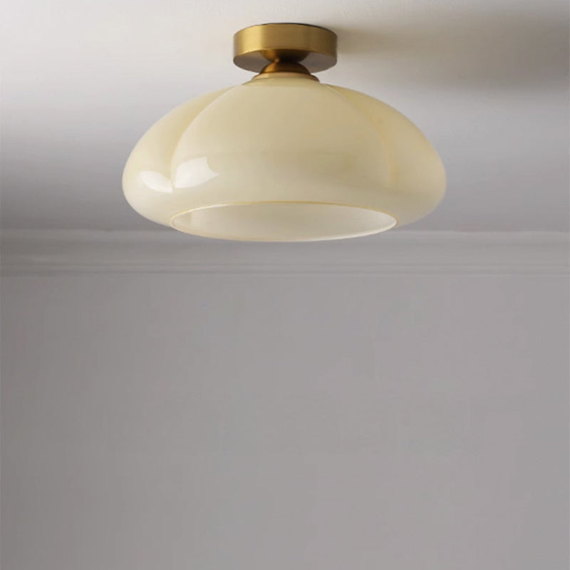 Contemporary Nordic Pumpkin Shape Iron Glass Semi-Flush Mount Light for Living Room