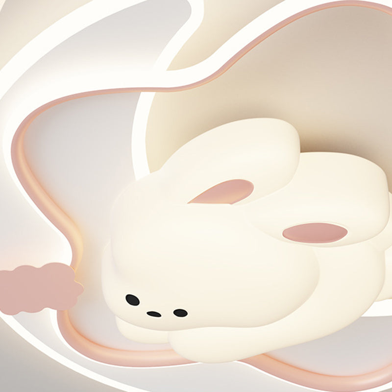Contemporary Kids Ceiling Light Star Moon Rabbit Bear LED Flush Mount for Bedroom Nursery Playroom Metal Plastic Fixture Modern Childrens Room Lighting Decor