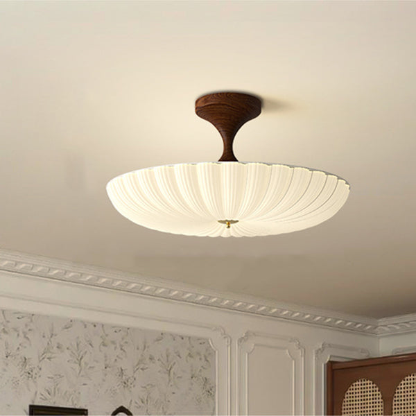 Contemporary Nordic Round Striped Acrylic Shade LED Semi-Flush Mount Ceiling Light for Bedroom