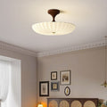Contemporary Nordic Round Striped Acrylic Shade LED Semi-Flush Mount Ceiling Light for Bedroom