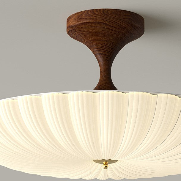 Contemporary Nordic Round Striped Acrylic Shade LED Semi-Flush Mount Ceiling Light for Bedroom