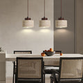 Vintage Cylinder Wood Travertine Pendant Light for Bedroom 1-Light Fixture