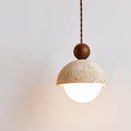 Traditional Japanese Solid Wood Multi Orb Travertine Pendant Light for Living Room
