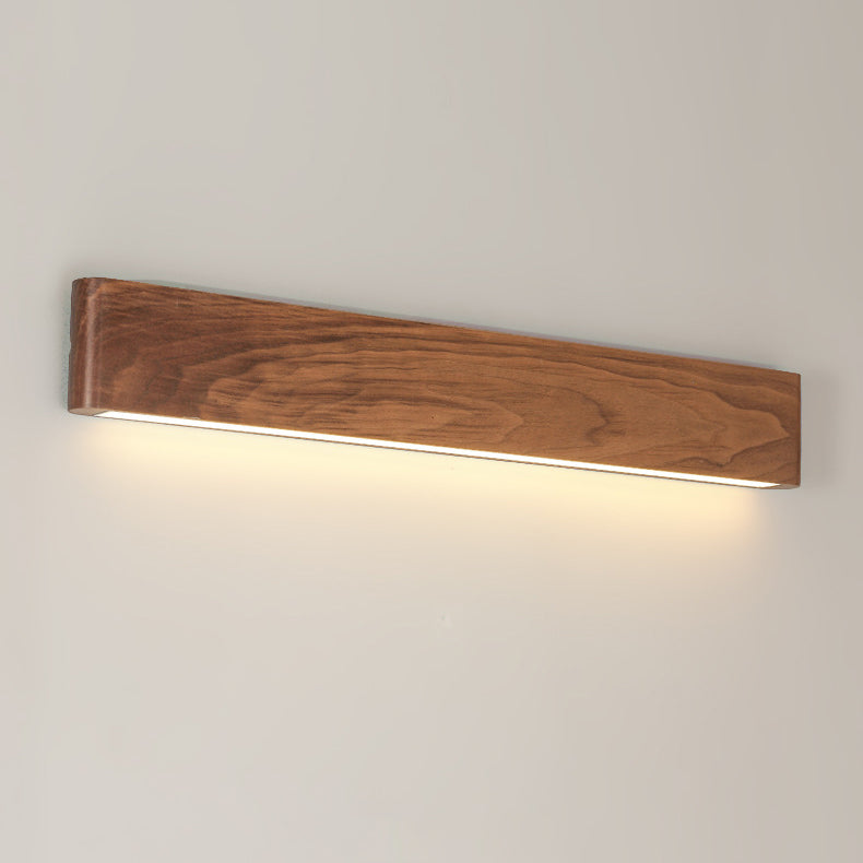 Modern Minimalist LED Wall Sconce - Rectangle Wood & Aluminum Lamp for Bedroom
