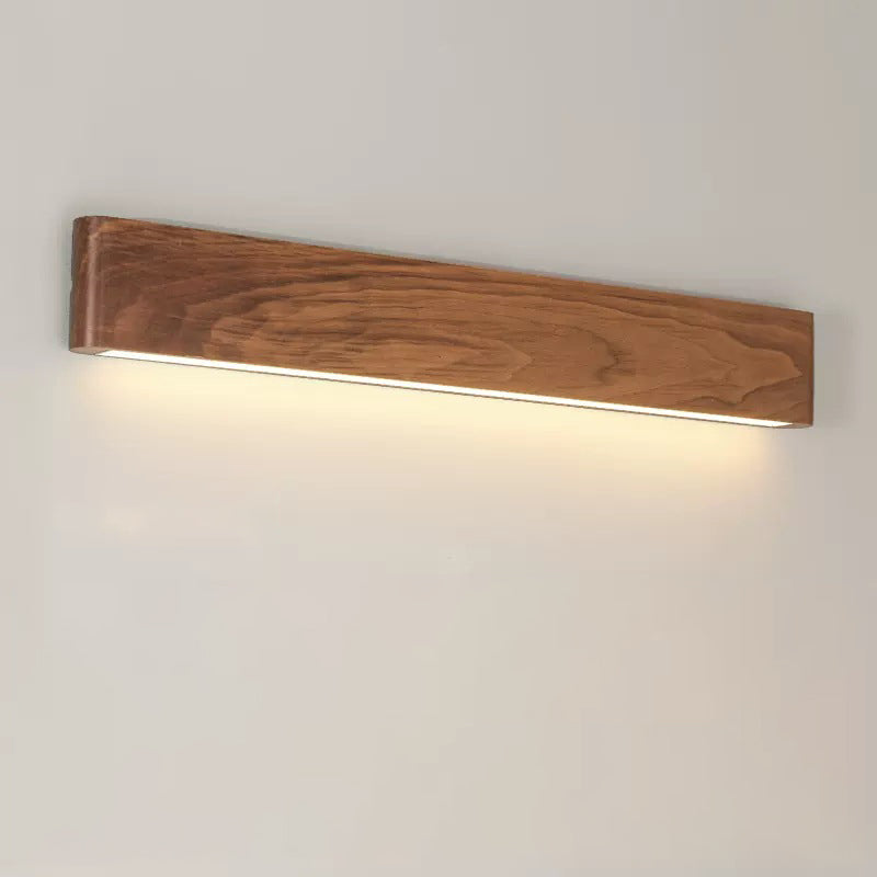 Modern Minimalist LED Wall Sconce - Rectangle Wood & Aluminum Lamp for Bedroom