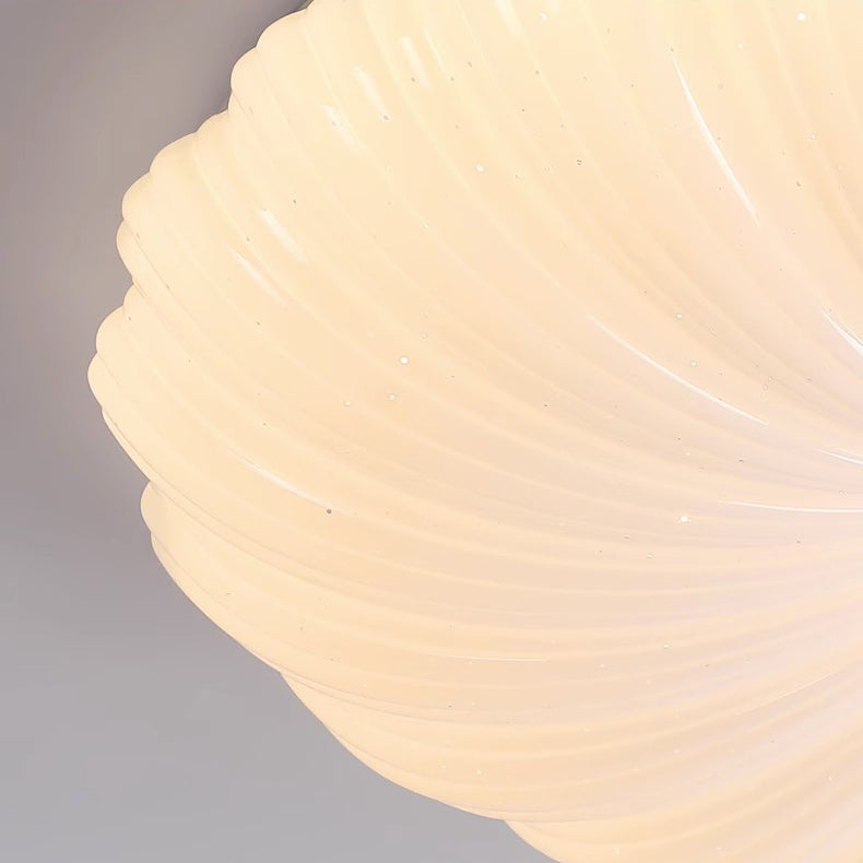Modern Minimalist Round Flower Stripe Acrylic Shade Wood LED Flush Mount Ceiling Light