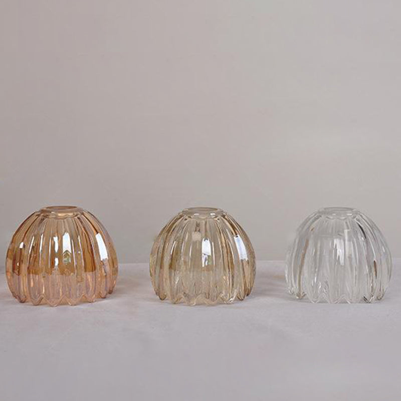 Contemporary Nordic Round Flower Glass Shade Pendant Light - Iron Brass 1-Light for Living Room