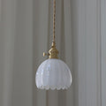 Contemporary Nordic Round Flower Glass Shade Pendant Light - Iron Brass 1-Light for Living Room