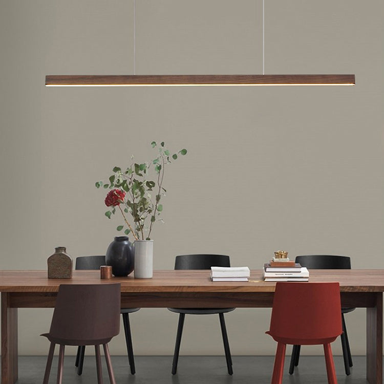Traditional Japanese Rectangular Wood Aluminum LED Chandelier for Dining Room