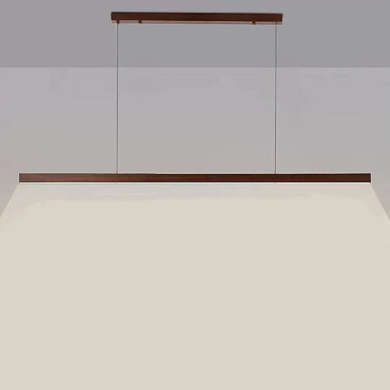 Traditional Japanese Rectangular Wood Aluminum LED Chandelier for Dining Room