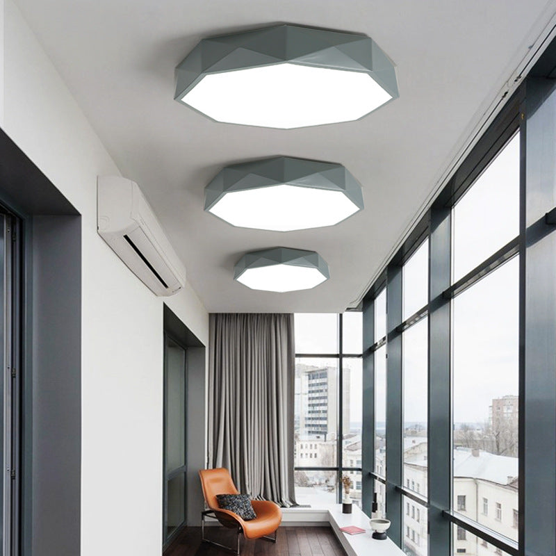 Modern Minimalist Kids Diamond Shape Iron Acrylic Shade LED Flush Mount Ceiling Light Bedroom Lighting Fixture, Stylish Nursery Lamp, Contemporary Decor, Energy Efficient Illumination, Kids Room Ceiling Light, Elegant Home Lighting, Unique Design for Chil