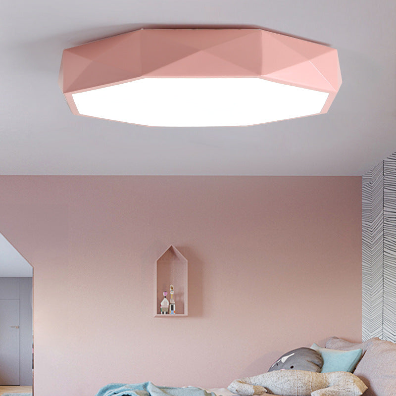 Modern Minimalist Kids Diamond Shape Iron Acrylic Shade LED Flush Mount Ceiling Light Bedroom Lighting Fixture, Stylish Nursery Lamp, Contemporary Decor, Energy Efficient Illumination, Kids Room Ceiling Light, Elegant Home Lighting, Unique Design for Chil