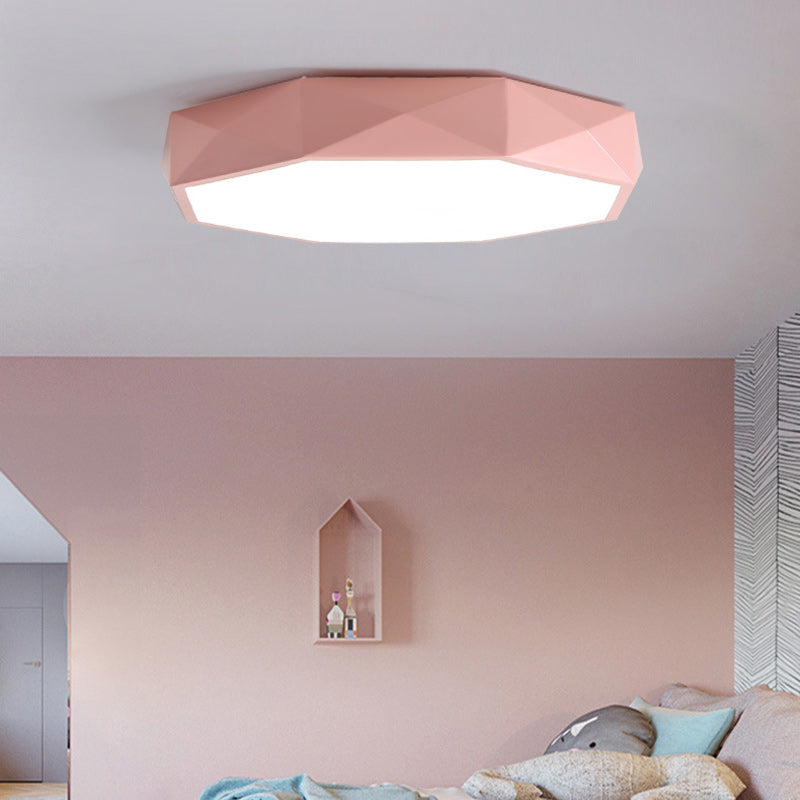 Modern Minimalist Kids Diamond Shape Iron Acrylic Shade LED Flush Mount Ceiling Light Bedroom Lighting Fixture, Stylish Nursery Lamp, Contemporary Decor, Energy Efficient Illumination, Kids Room Ceiling Light, Elegant Home Lighting, Unique Design for Chil