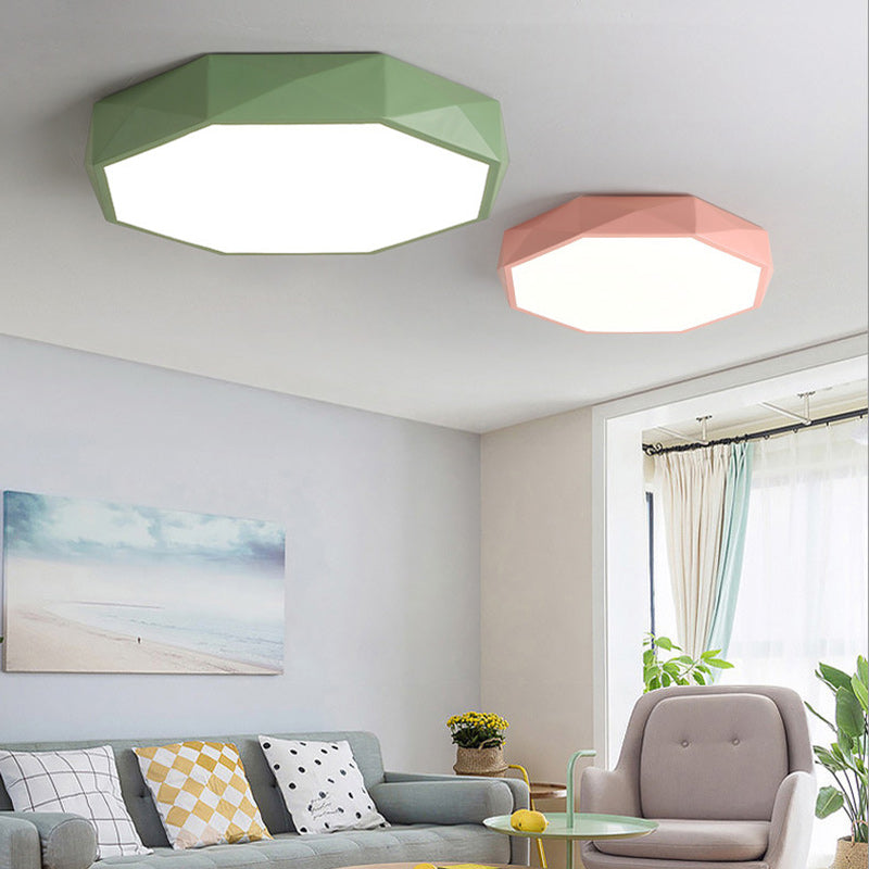 Modern Minimalist Kids Diamond Shape Iron Acrylic Shade LED Flush Mount Ceiling Light Bedroom Lighting Fixture, Stylish Nursery Lamp, Contemporary Decor, Energy Efficient Illumination, Kids Room Ceiling Light, Elegant Home Lighting, Unique Design for Chil