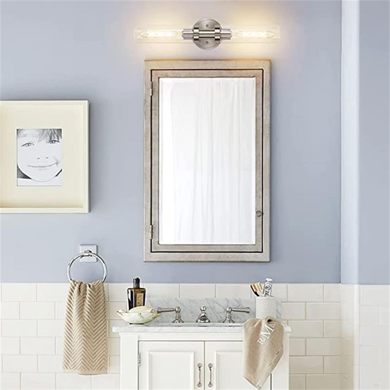 Modern Minimalist 2-Light Cylinder Glass Iron Shade Vanity Light Sconce for Bathroom