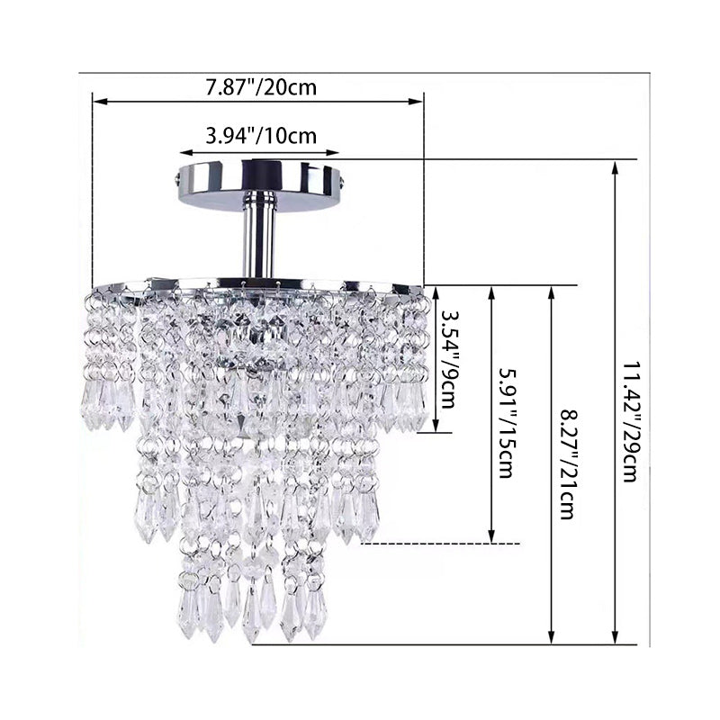 Modern Luxury Crystal Semi-Flush Mount Ceiling Light with Iron Frame - Elegant 1-Light Fixture for Living Room