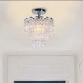 Modern Luxury Crystal Semi-Flush Mount Ceiling Light with Iron Frame - Elegant 1-Light Fixture for Living Room