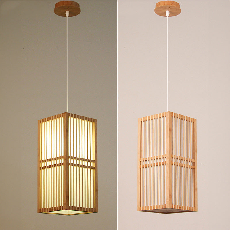 Traditional Japanese Hand-Woven Nan Bamboo Pendant Light for Living Room