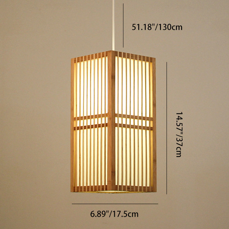 Traditional Japanese Hand-Woven Nan Bamboo Pendant Light for Living Room