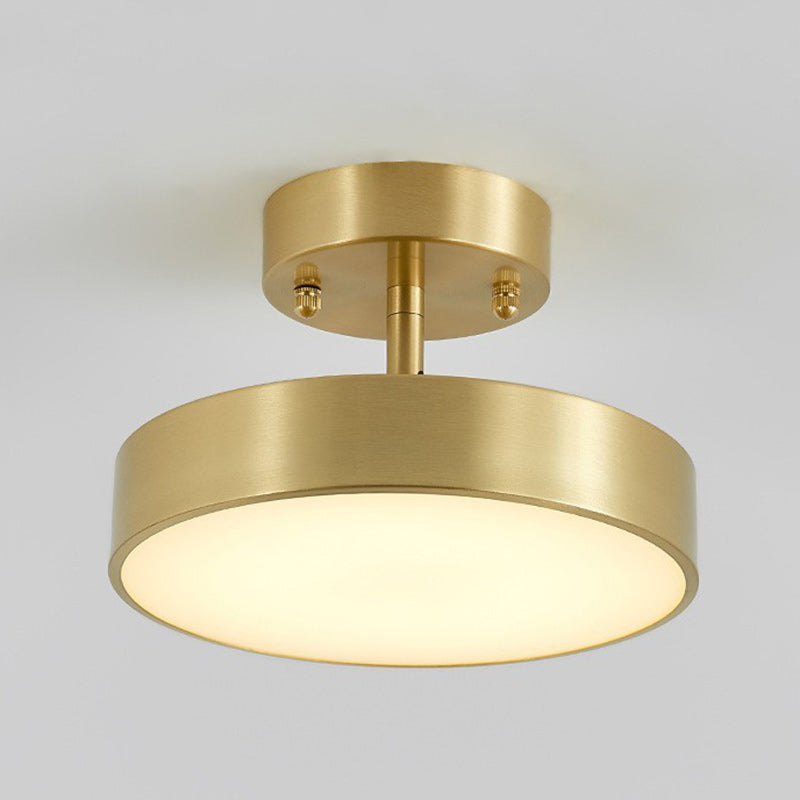 Modern Adjustable Copper LED Semi-Flush Mount Ceiling Light for Living Room
