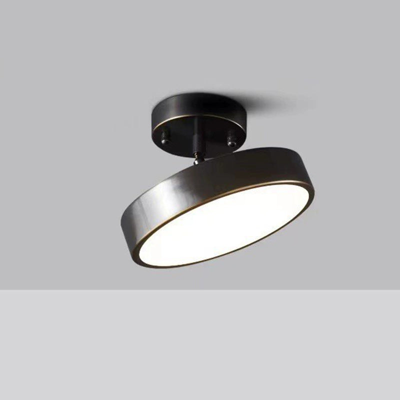 Modern Adjustable Copper LED Semi-Flush Mount Ceiling Light for Living Room