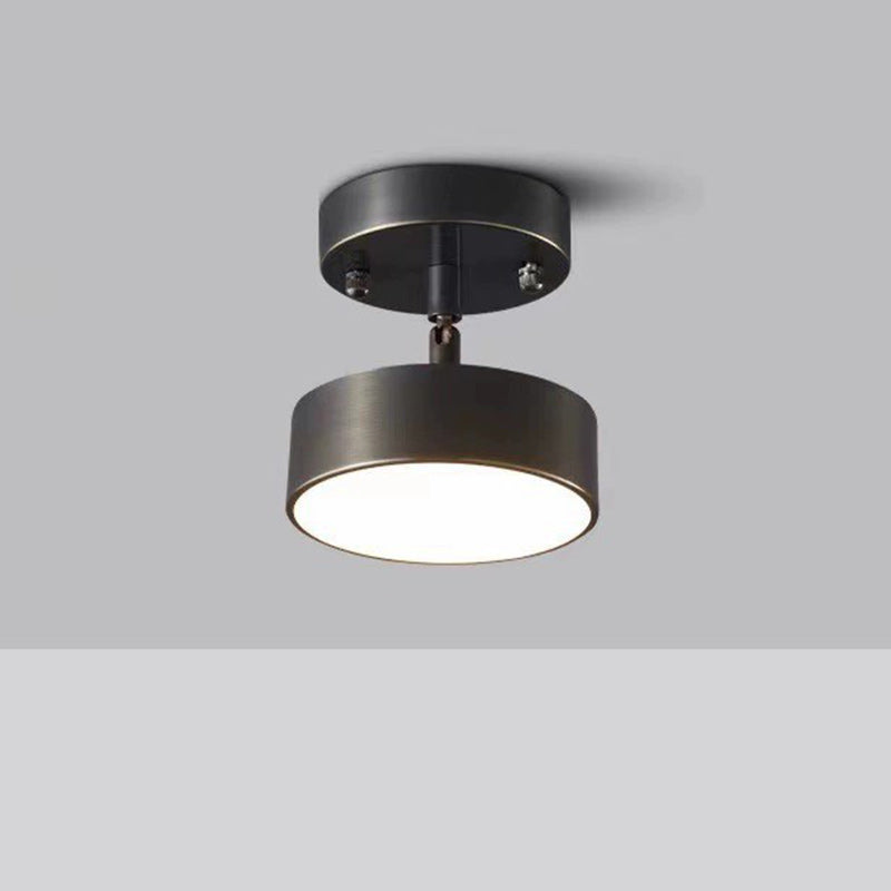 Modern Adjustable Copper LED Semi-Flush Mount Ceiling Light for Living Room