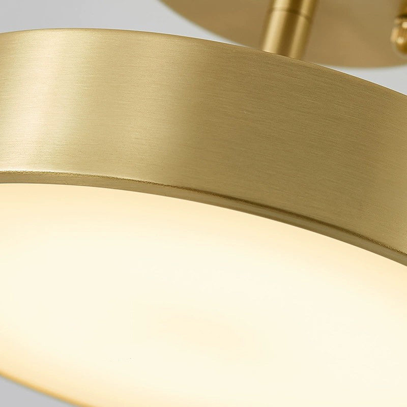 Modern Adjustable Copper LED Semi-Flush Mount Ceiling Light for Living Room