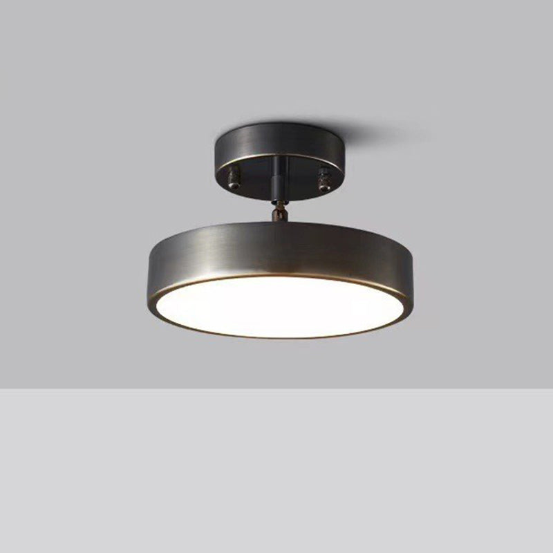 Modern Adjustable Copper LED Semi-Flush Mount Ceiling Light for Living Room
