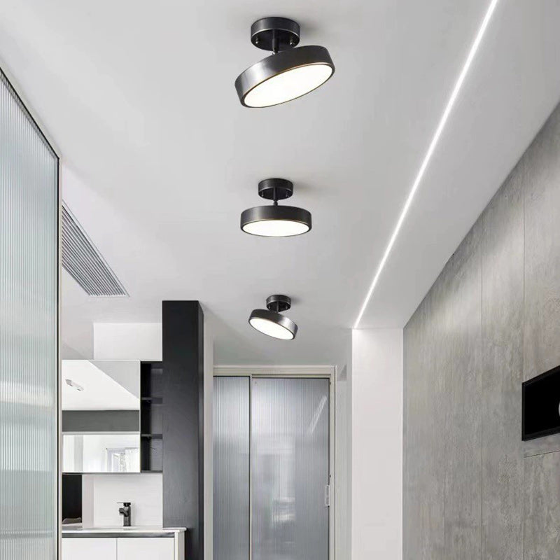 Modern Adjustable Copper LED Semi-Flush Mount Ceiling Light for Living Room