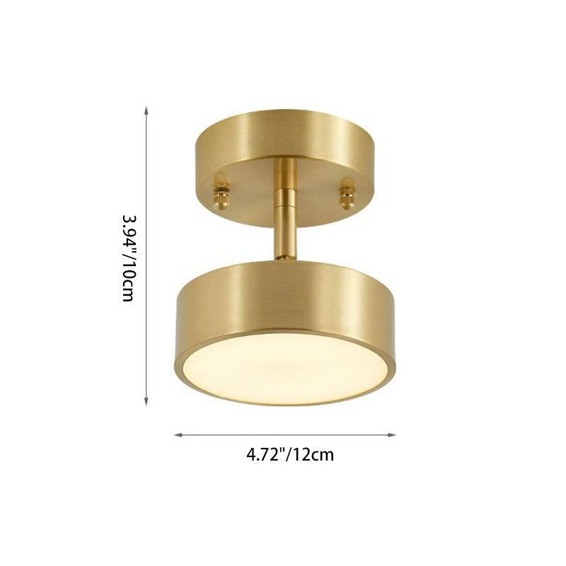 Modern Adjustable Copper LED Semi-Flush Mount Ceiling Light for Living Room