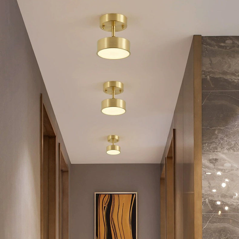 Modern Adjustable Copper LED Semi-Flush Mount Ceiling Light for Living Room